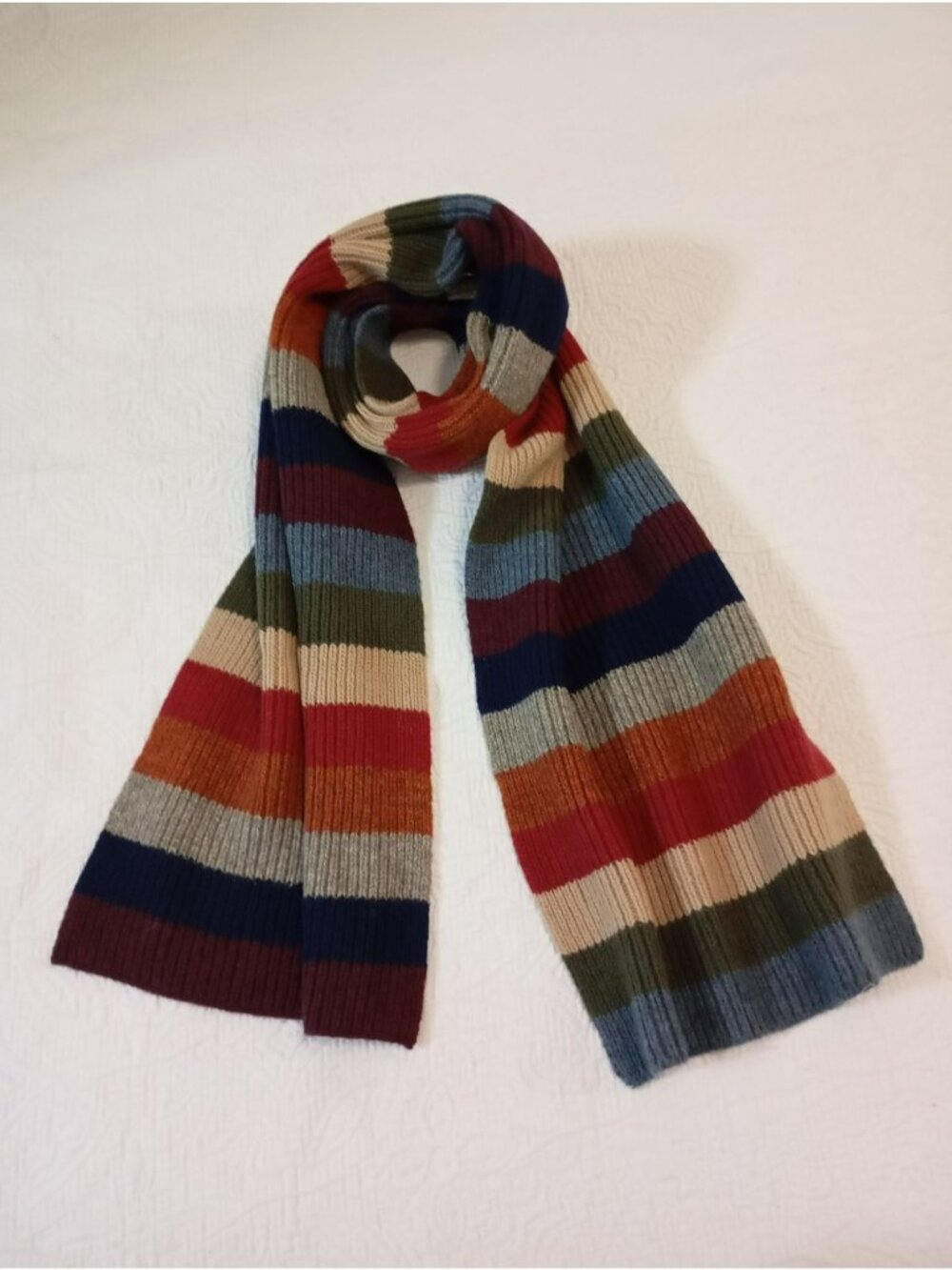 Y2K Gap Scarf 100% Lambswool Multicolor Striped Warm Knit Winter Unisex - Picture 7 of 7